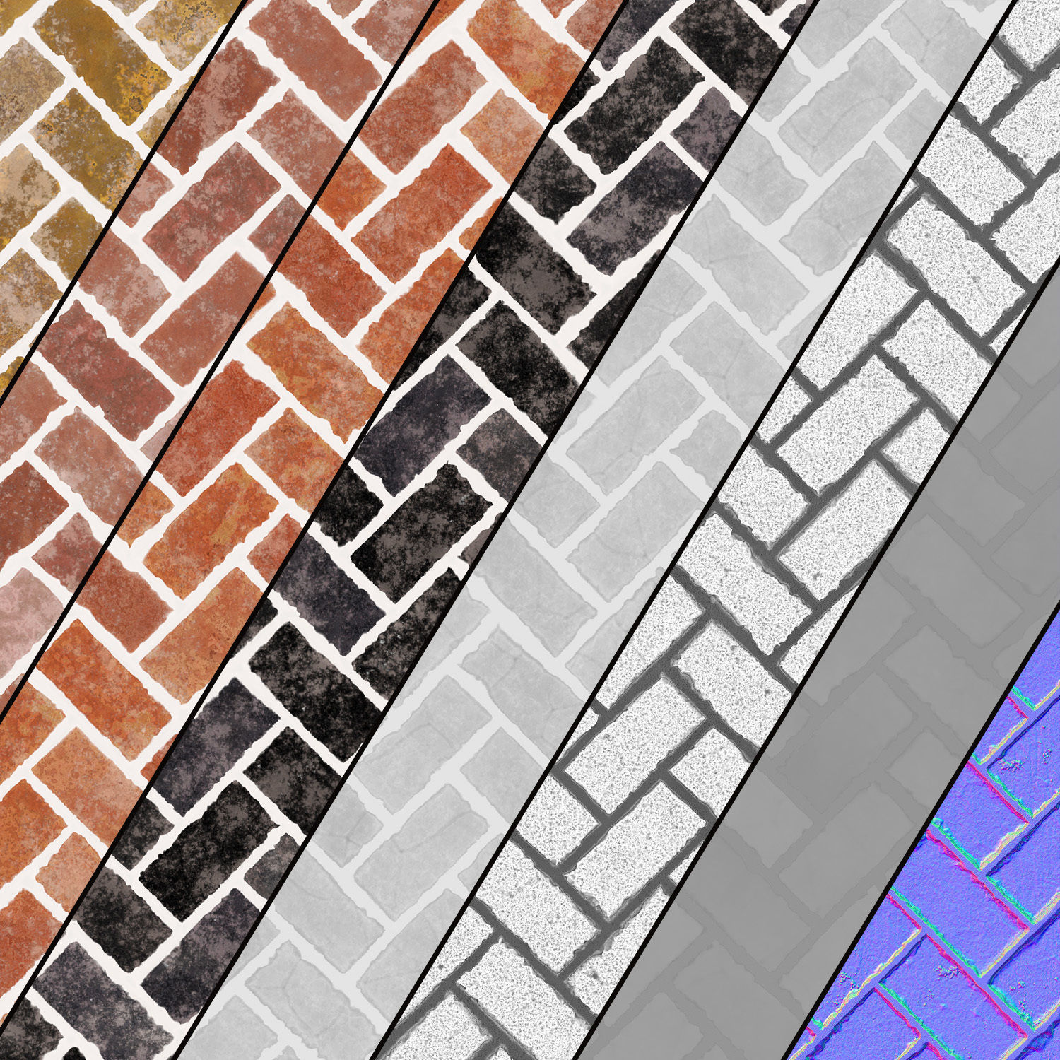 Brick-Diagonal-4Color 4k Texture_6