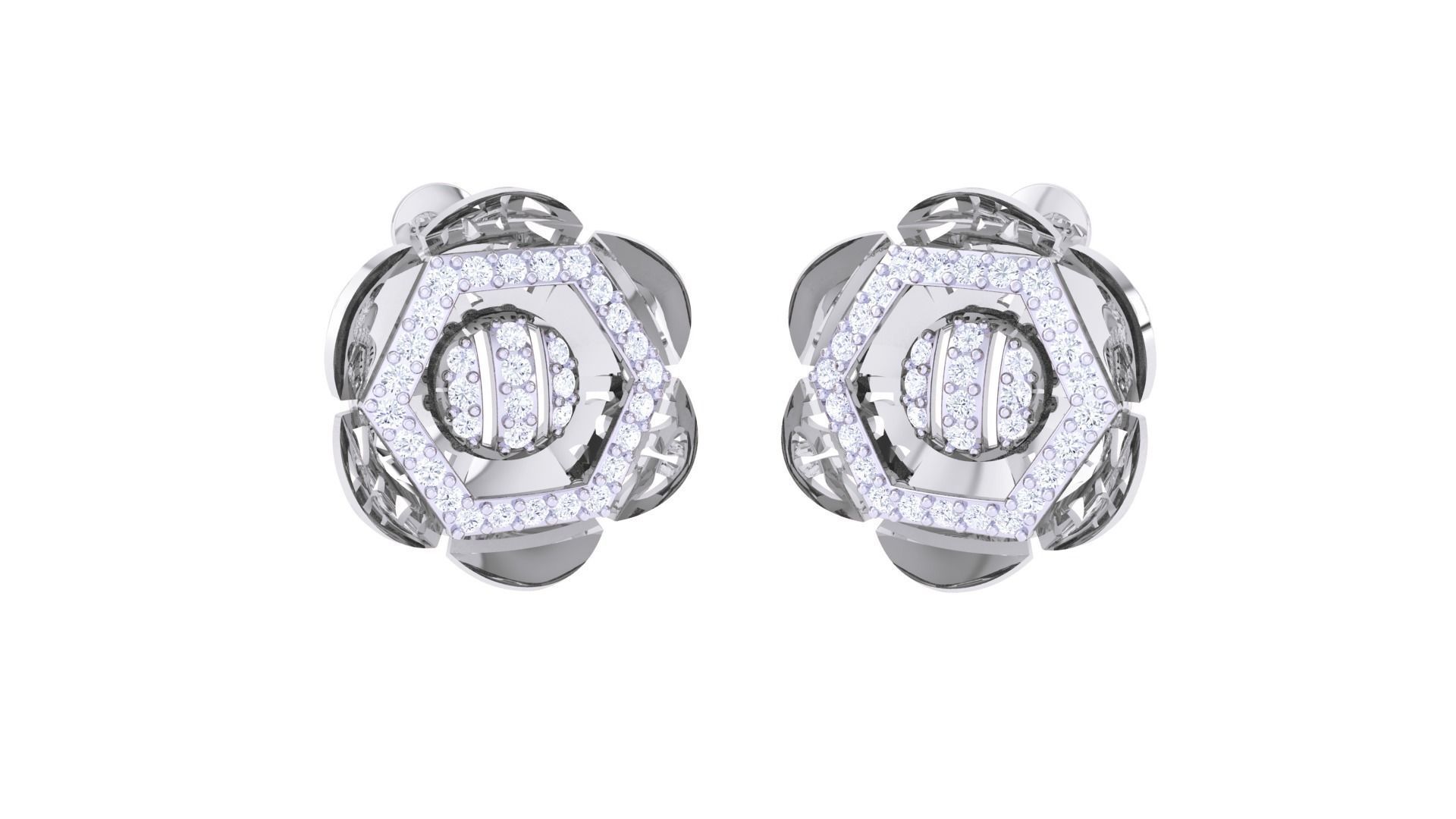 Flower Women Pendant Earrings set 3dm stl obj gltf glb 3mf 3D print model_2