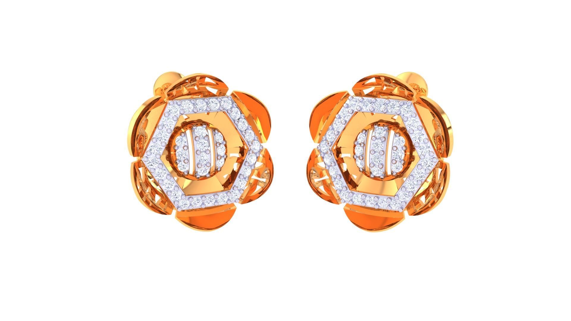 Flower Women Pendant Earrings set 3dm stl obj gltf glb 3mf 3D print model_4