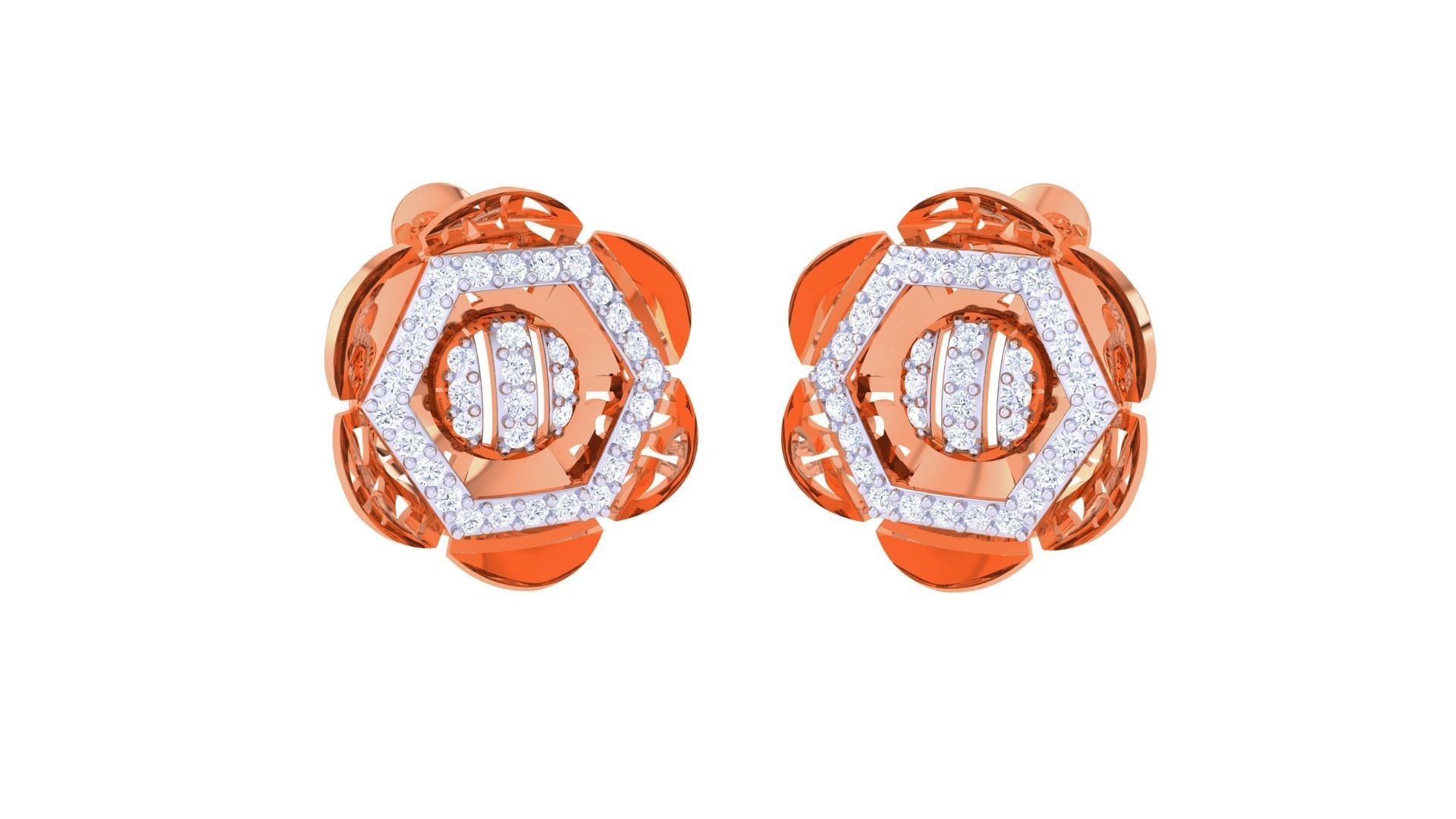 Flower Women Pendant Earrings set 3dm stl obj gltf glb 3mf 3D print model_10