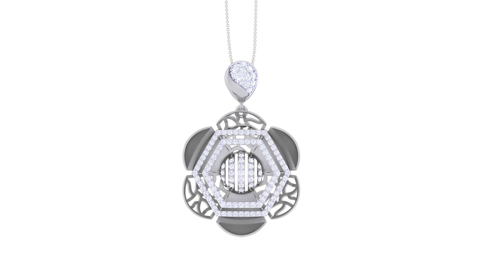 Flower Women Pendant Earrings set 3dm stl obj gltf glb 3mf 3D print model_23