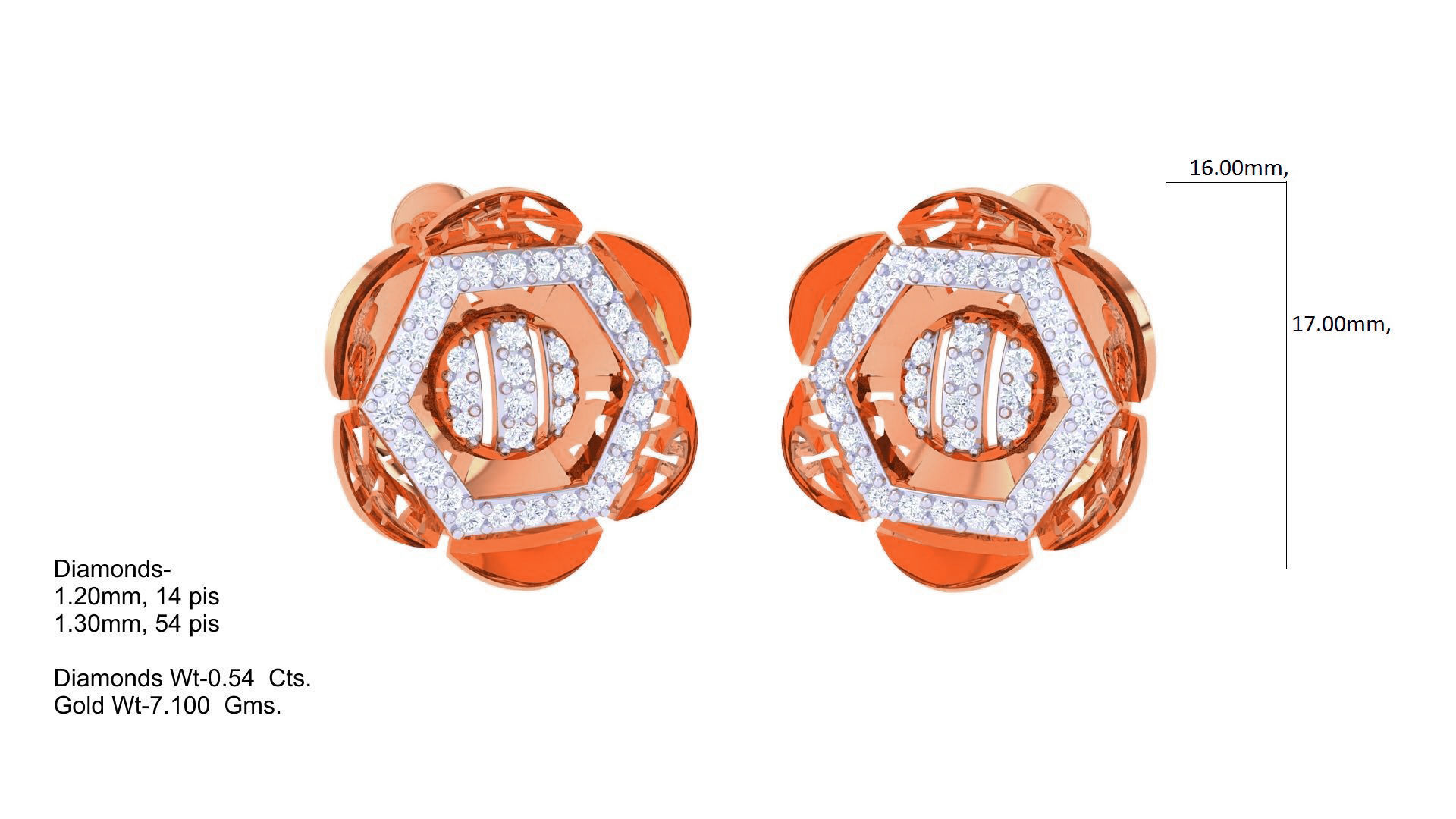 Flower Women Pendant Earrings set 3dm stl obj gltf glb 3mf 3D print model_8