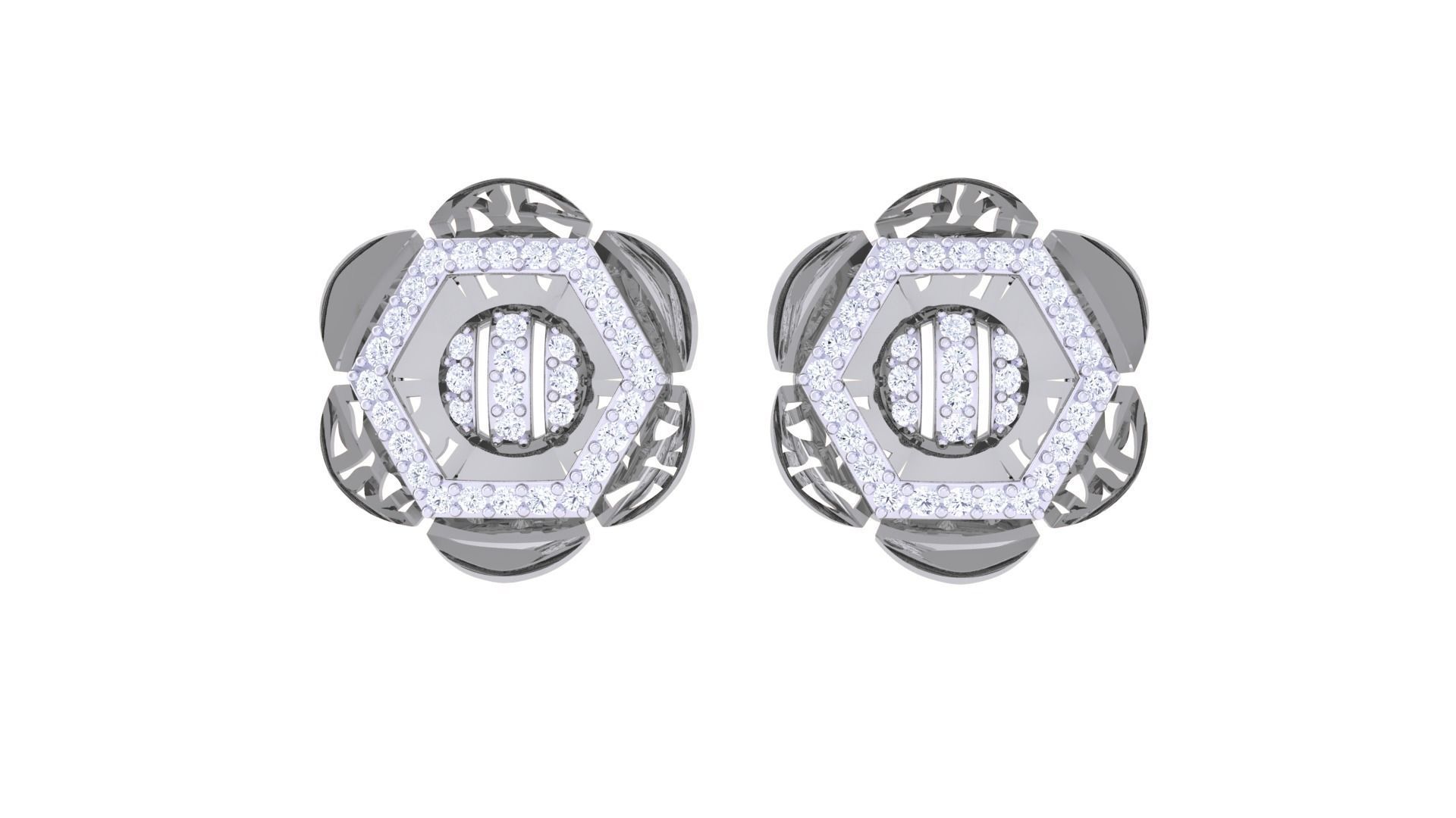 Flower Women Pendant Earrings set 3dm stl obj gltf glb 3mf 3D print model_12