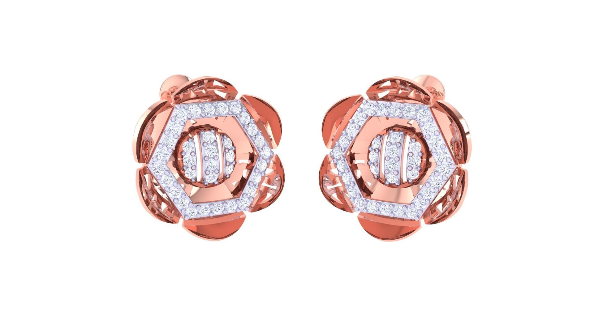 Flower Women Pendant Earrings set 3dm stl obj gltf glb 3mf 3D print model_1