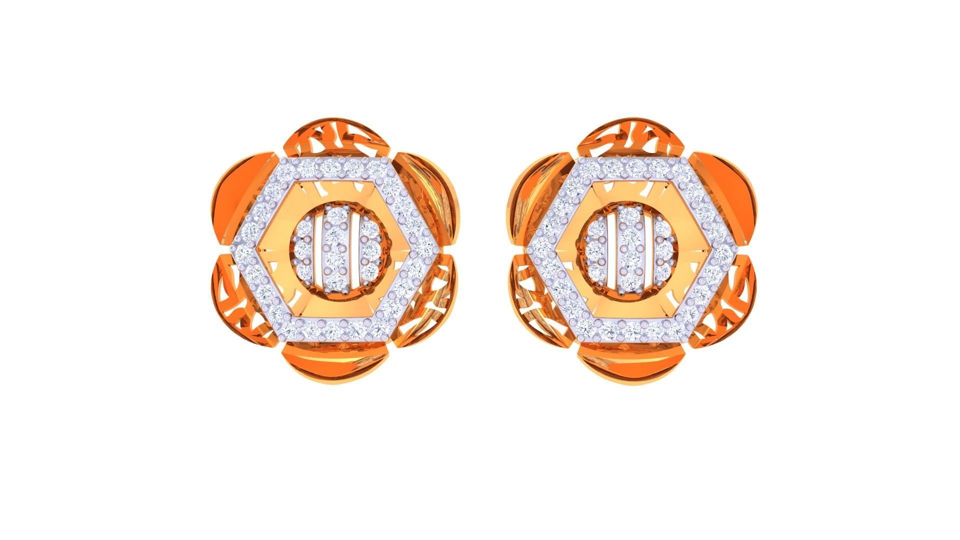 Flower Women Pendant Earrings set 3dm stl obj gltf glb 3mf 3D print model_11