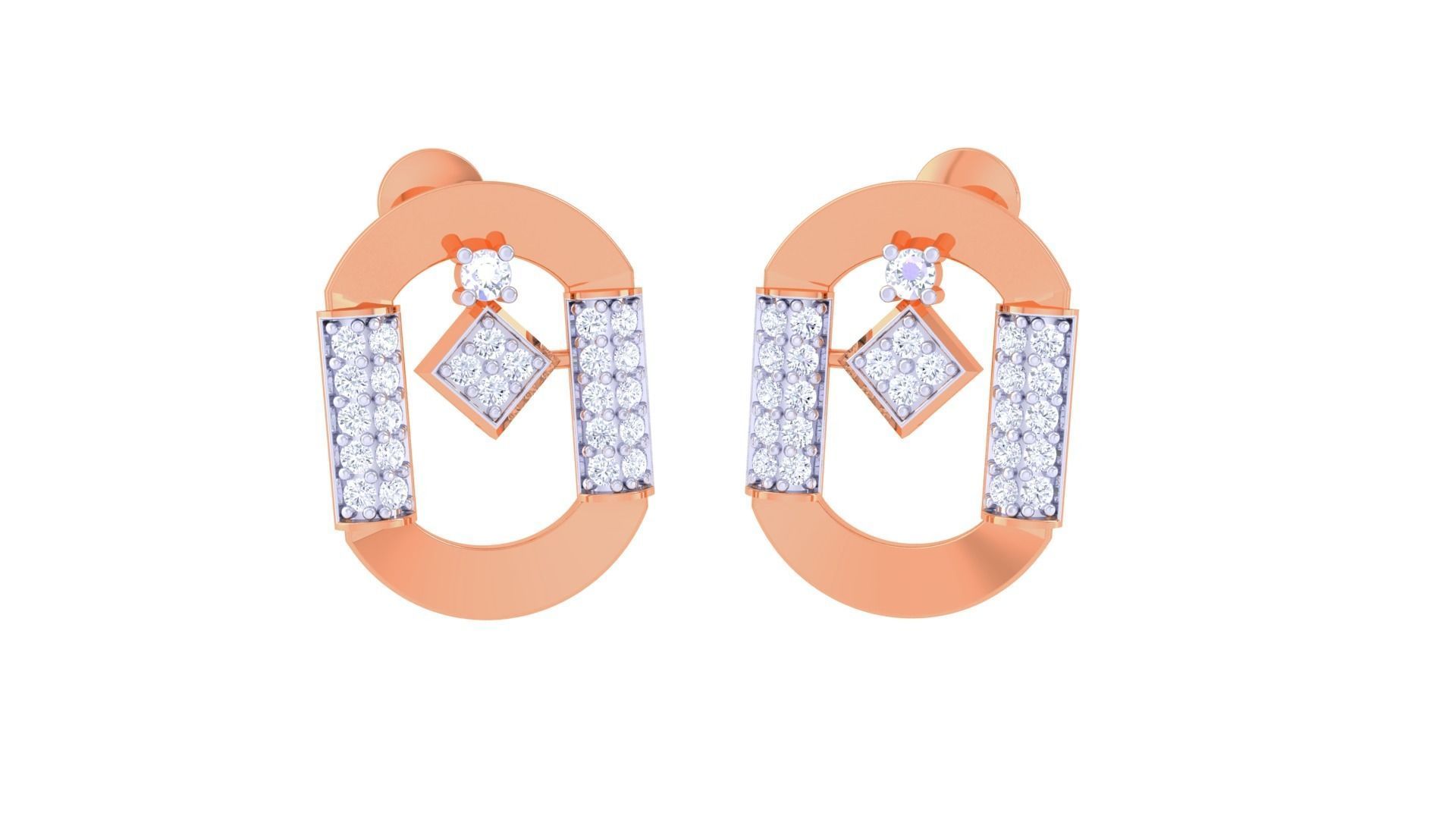 Women Pendant Earrings set 3dm stl obj gltf glb 3mf renders 3D print model_9