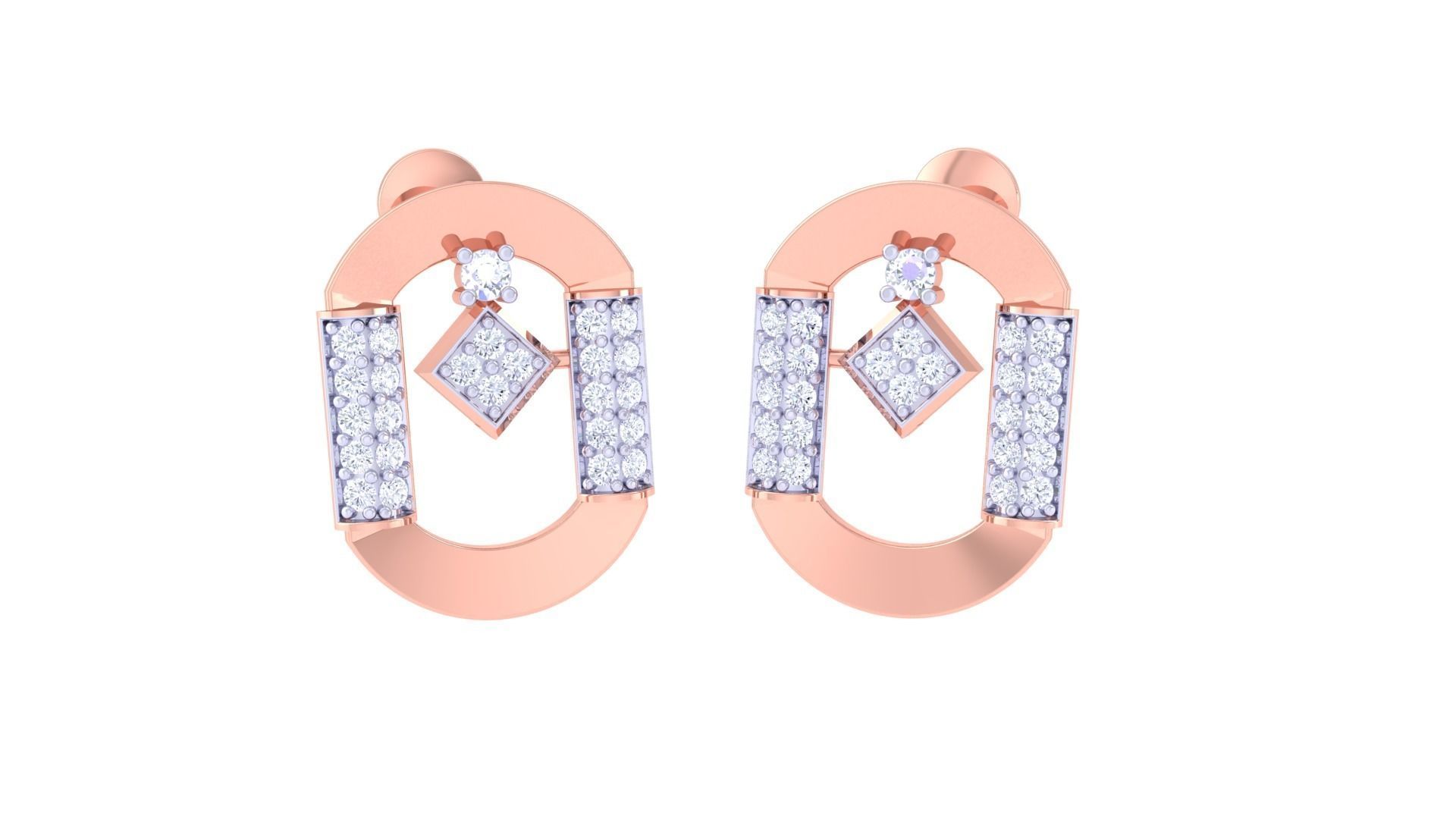 Women Pendant Earrings set 3dm stl obj gltf glb 3mf renders 3D print model_1