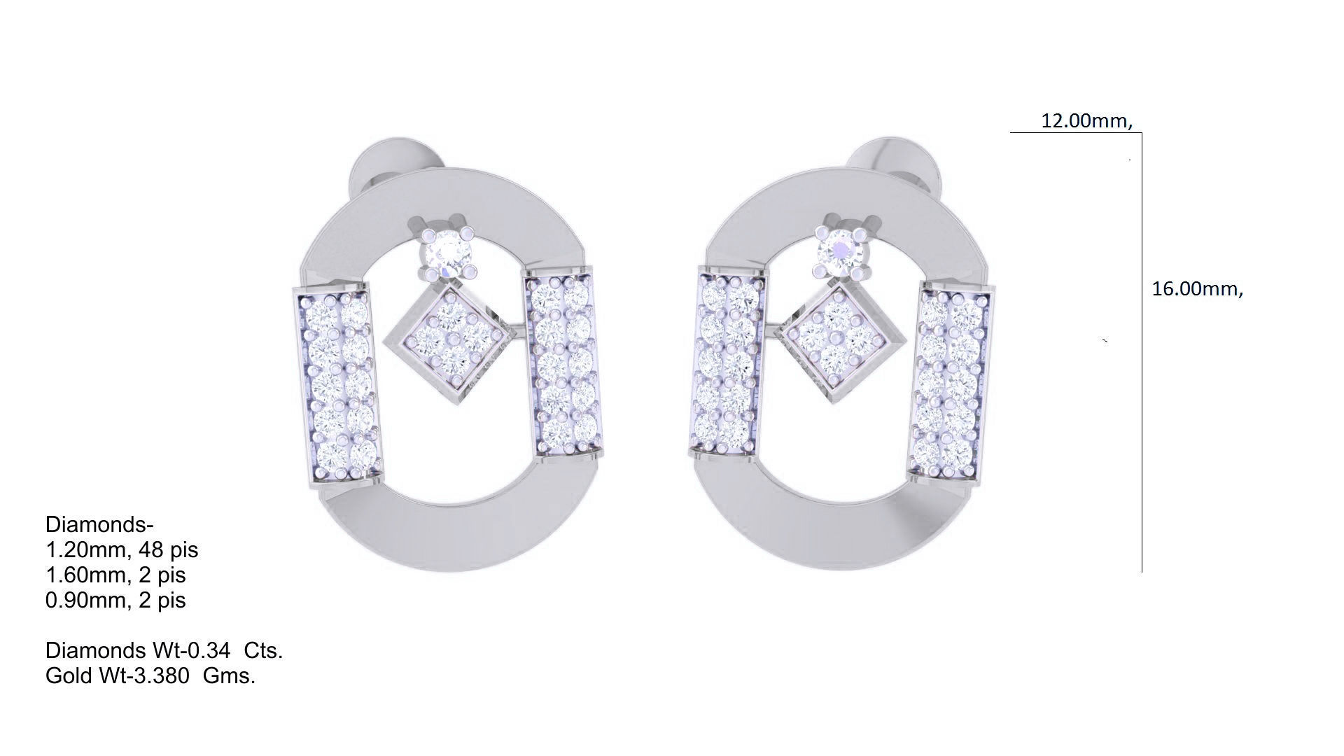 Women Pendant Earrings set 3dm stl obj gltf glb 3mf renders 3D print model_6