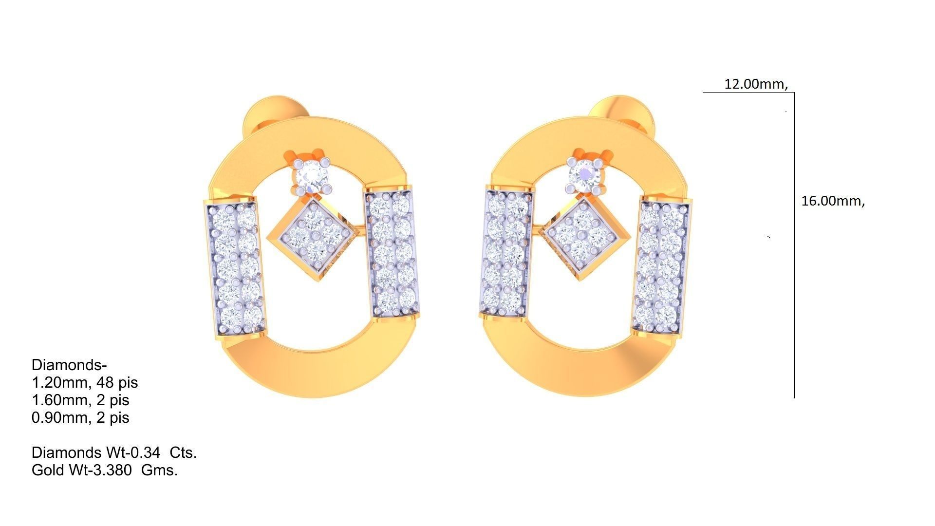 Women Pendant Earrings set 3dm stl obj gltf glb 3mf renders 3D print model_5