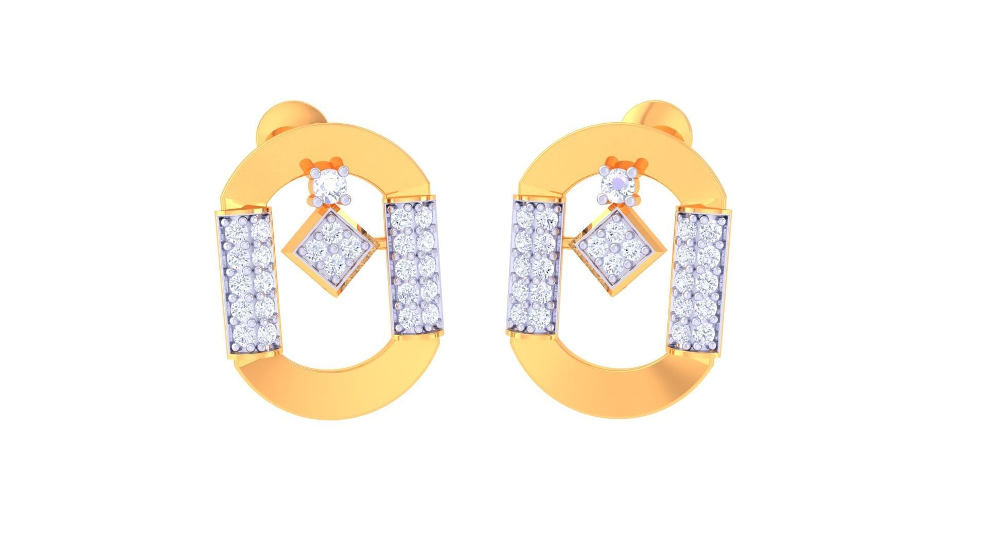 Women Pendant Earrings set 3dm stl obj gltf glb 3mf renders 3D print model_8