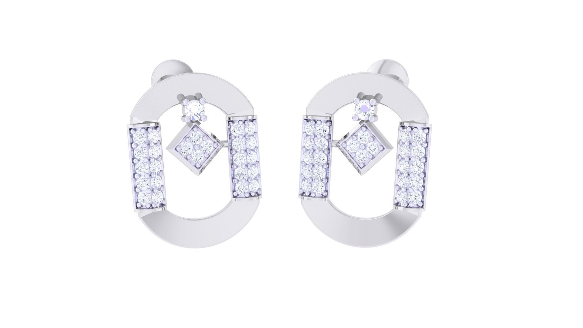 Women Pendant Earrings set 3dm stl obj gltf glb 3mf renders 3D print model_2