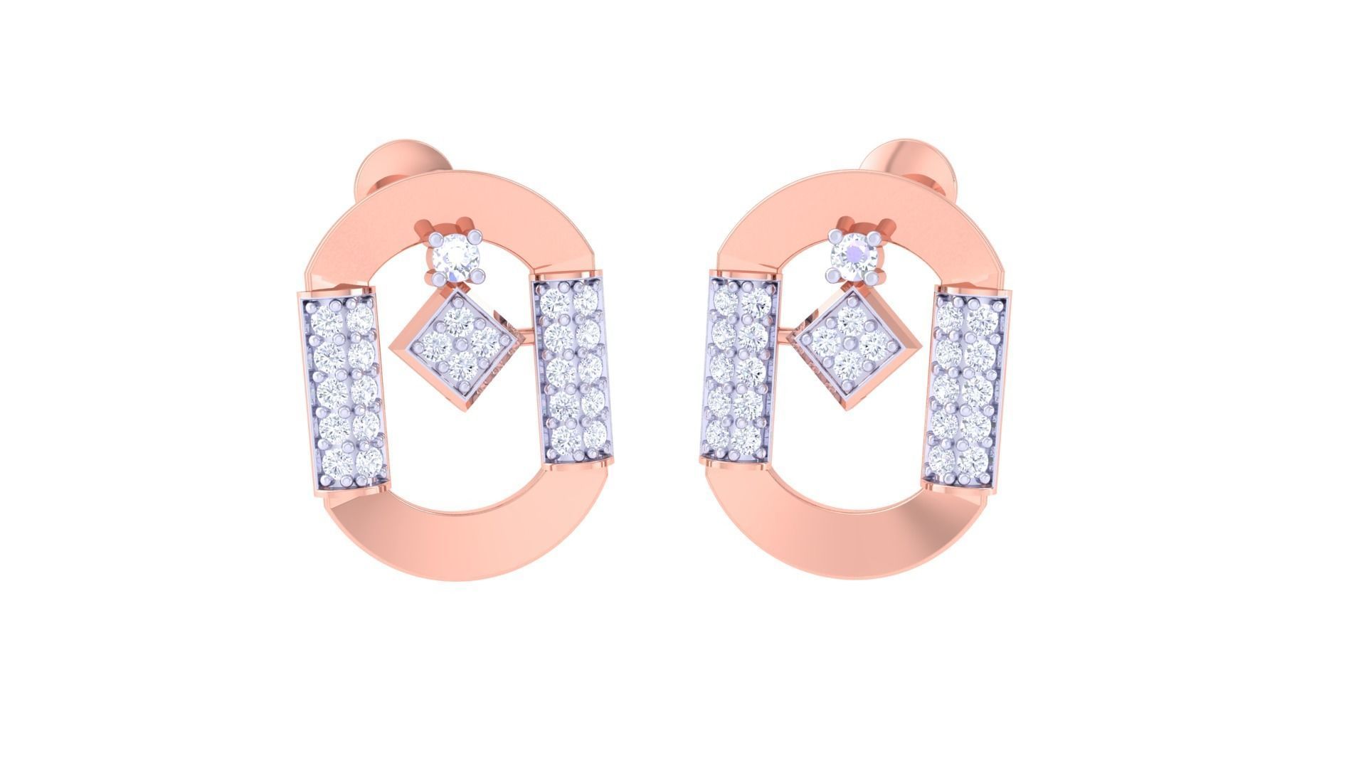 Women Pendant Earrings set 3dm stl obj gltf glb 3mf renders 3D print model_3