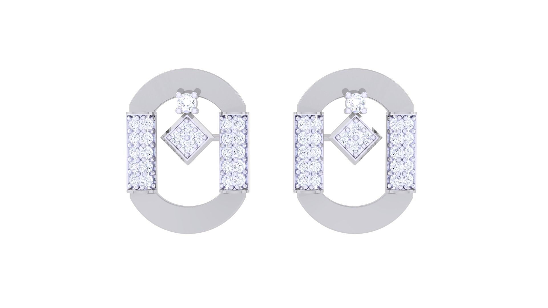 Women Pendant Earrings set 3dm stl obj gltf glb 3mf renders 3D print model_12