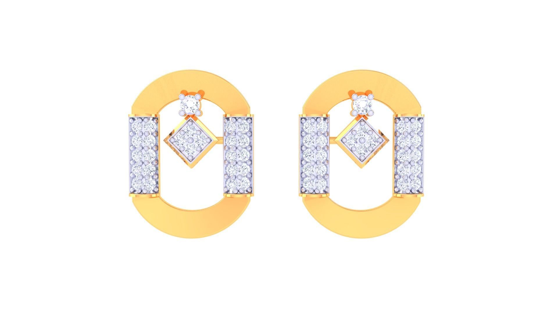 Women Pendant Earrings set 3dm stl obj gltf glb 3mf renders 3D print model_11