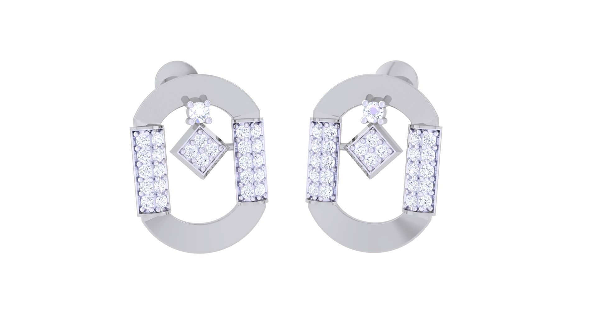 Women Pendant Earrings set 3dm stl obj gltf glb 3mf renders 3D print model_10