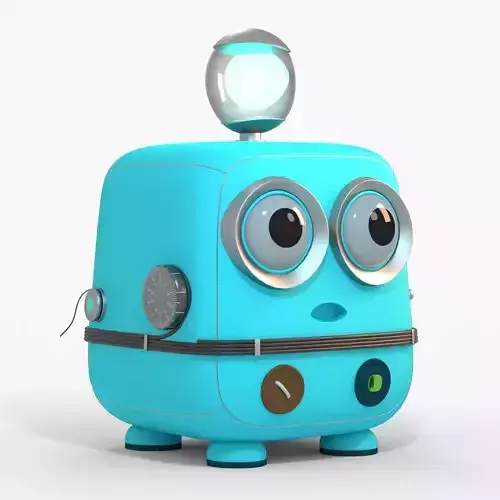 Cute cube  robot looks like a little chicken Low-poly 3D model