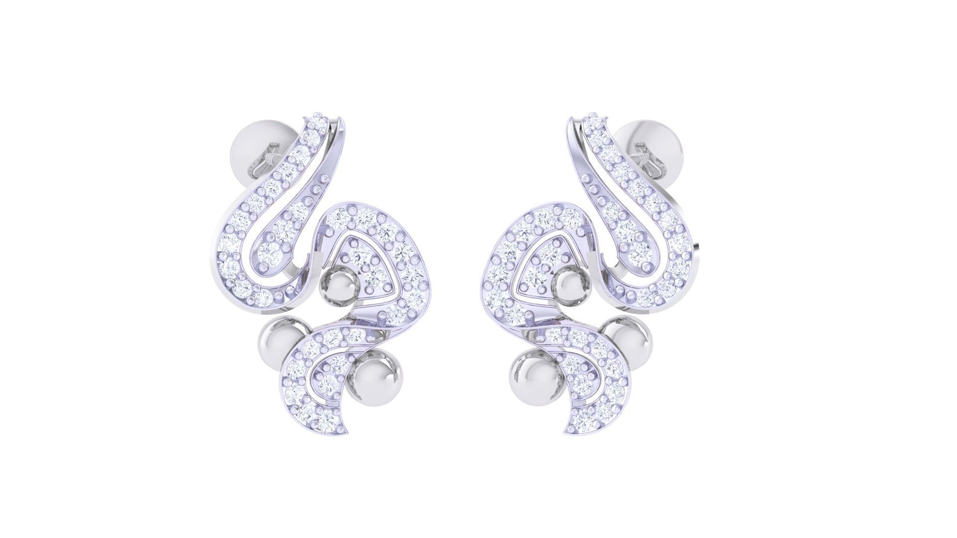 Women Pendant Earrings set 3dm stl obj gltf glb 3mf renders 3D print model_2