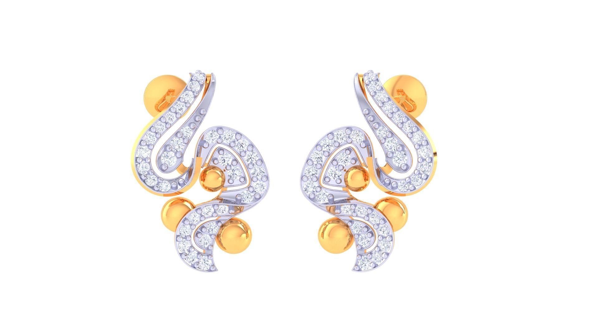 Women Pendant Earrings set 3dm stl obj gltf glb 3mf renders 3D print model_4