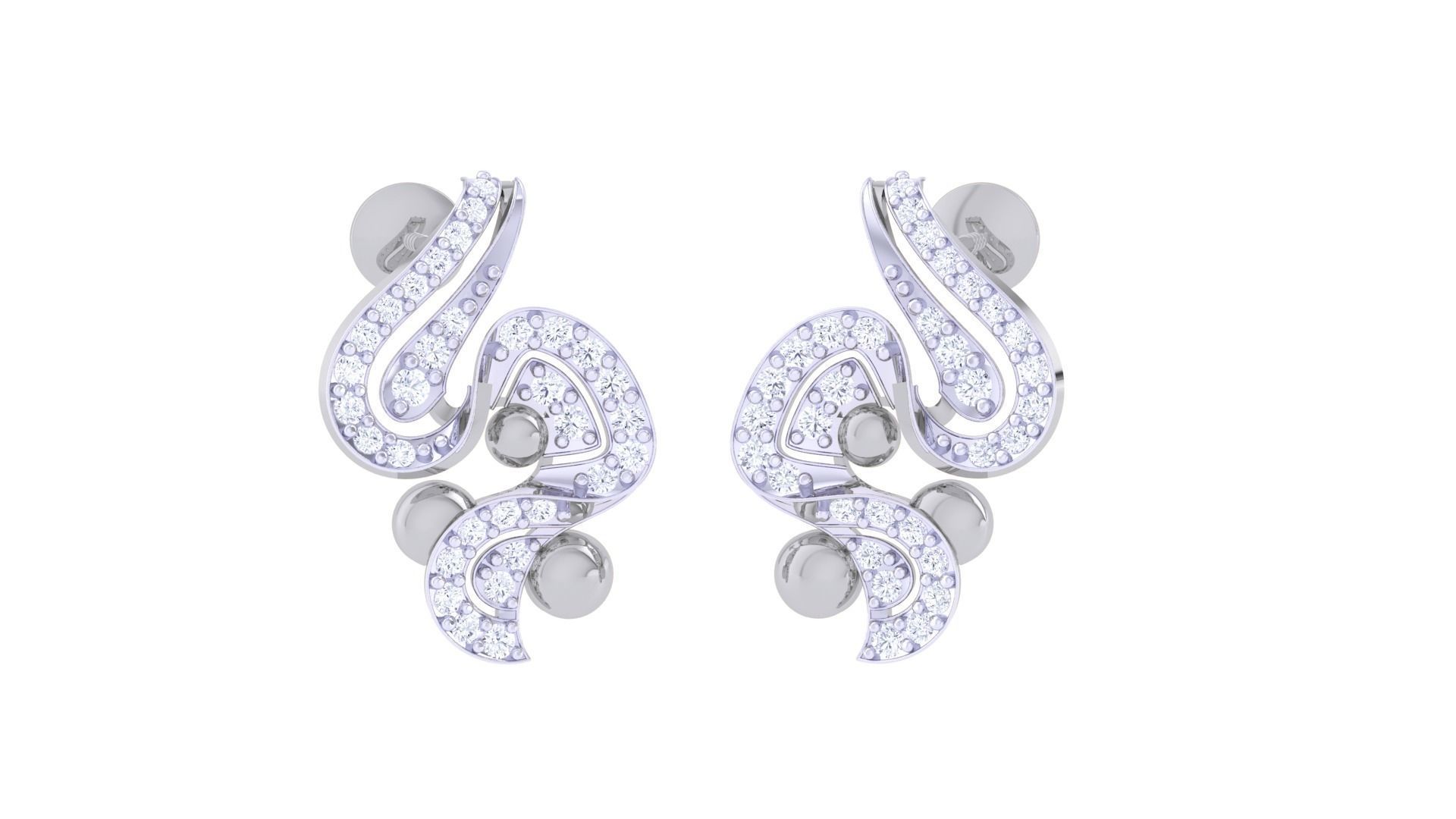 Women Pendant Earrings set 3dm stl obj gltf glb 3mf renders 3D print model_9