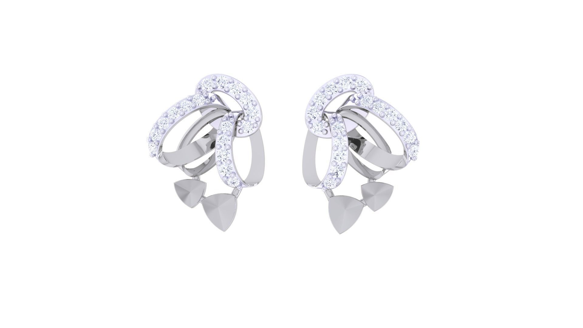 Women Pendant Earrings set 3dm stl obj gltf glb 3mf renders 3D print model_12