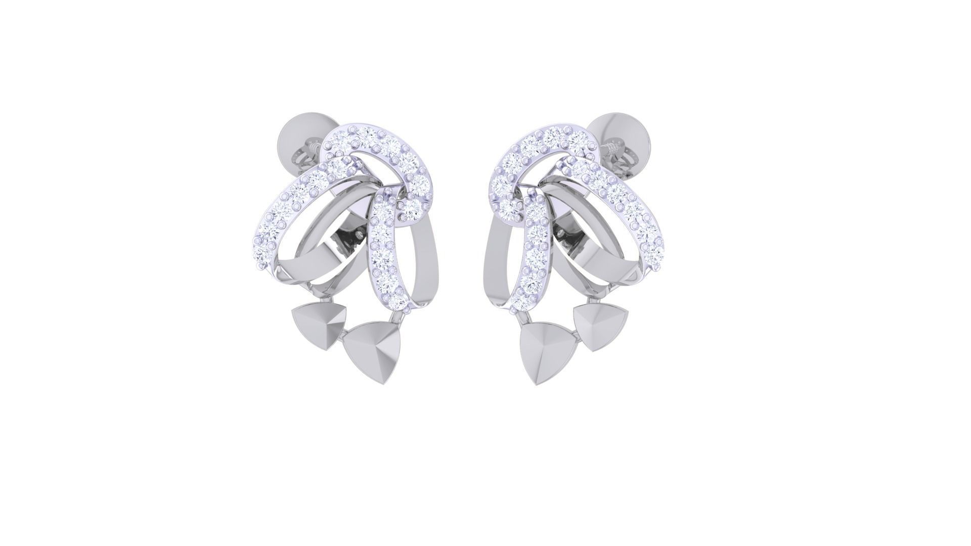 Women Pendant Earrings set 3dm stl obj gltf glb 3mf renders 3D print model_9