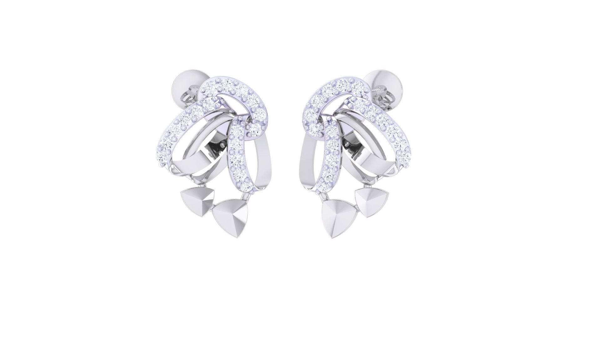 Women Pendant Earrings set 3dm stl obj gltf glb 3mf renders 3D print model_2