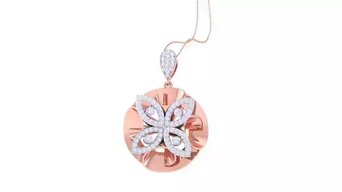 Flower Women Pendant Earrings set 3dm stl obj gltf glb 