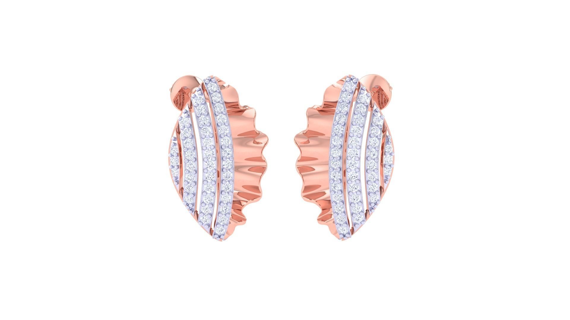 Fish Wave Women Pendant Earrings set 3dm stl obj gltf glb 3mf  3D print model_3