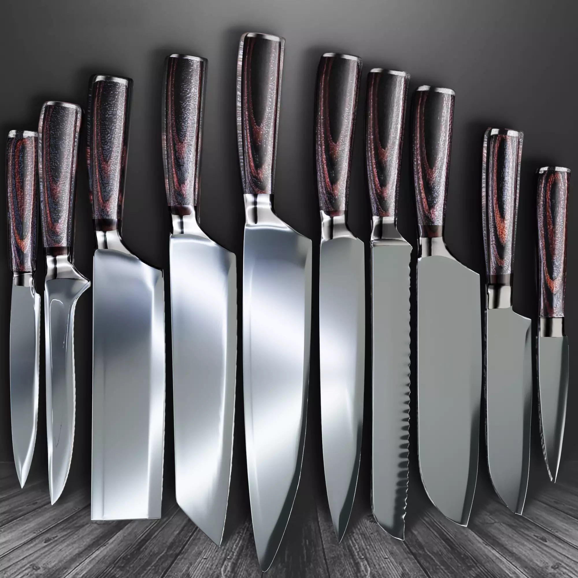Knife set Low-poly 3D model_0