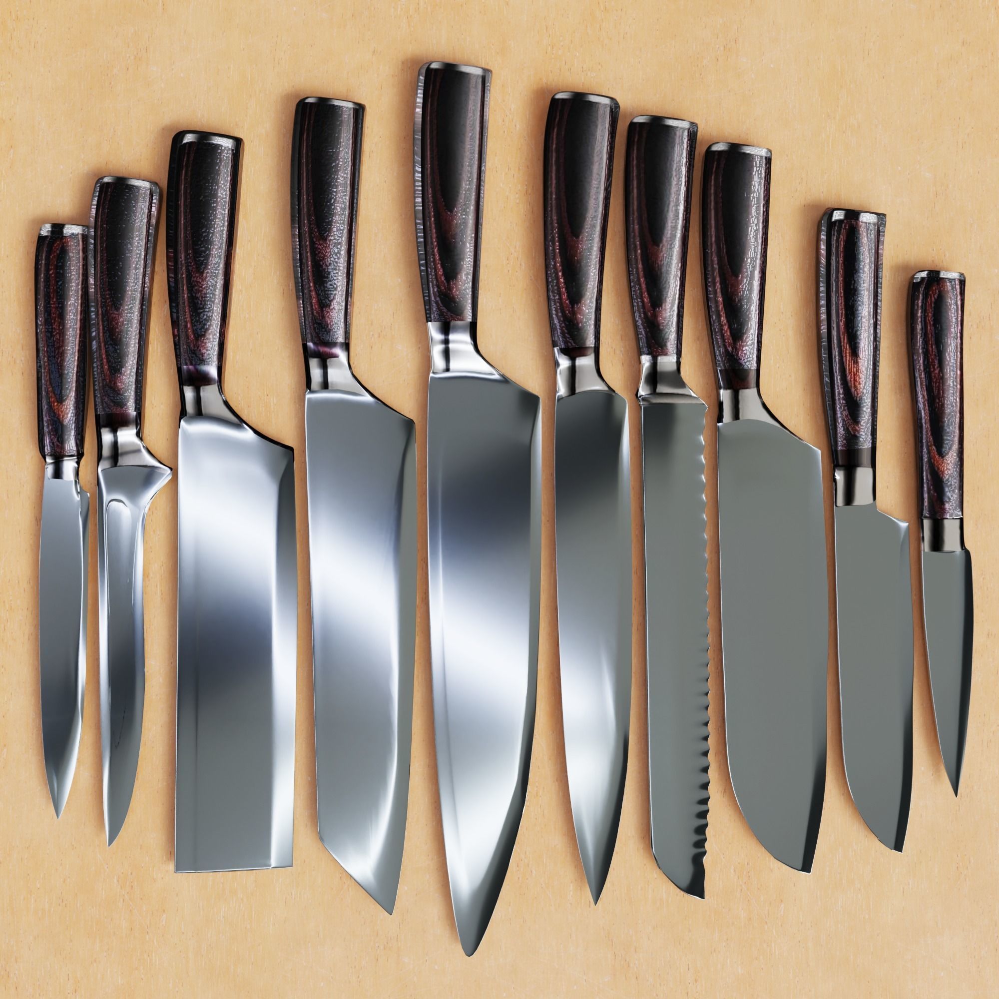 Knife set Low-poly 3D model_2