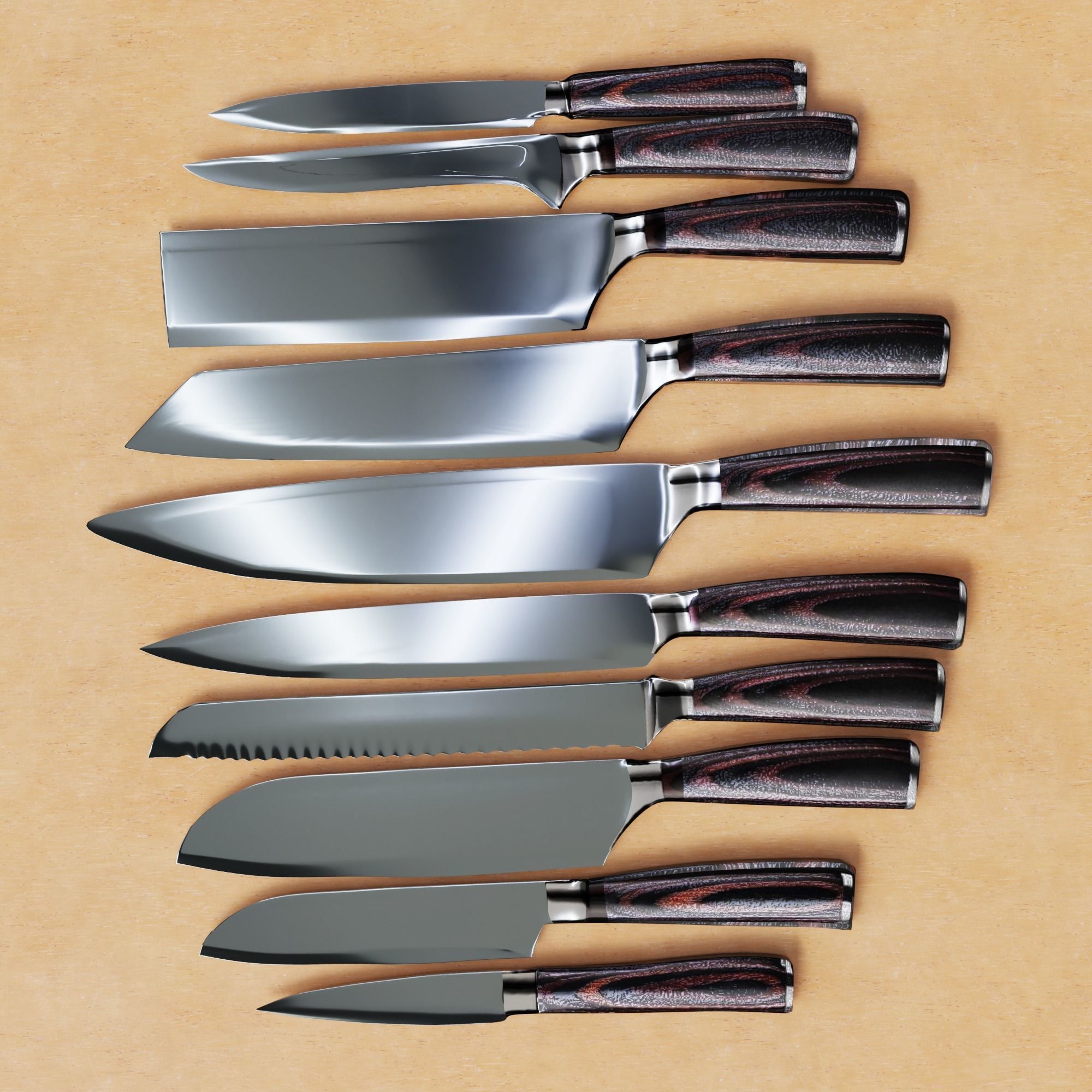 Knife set Low-poly 3D model_3