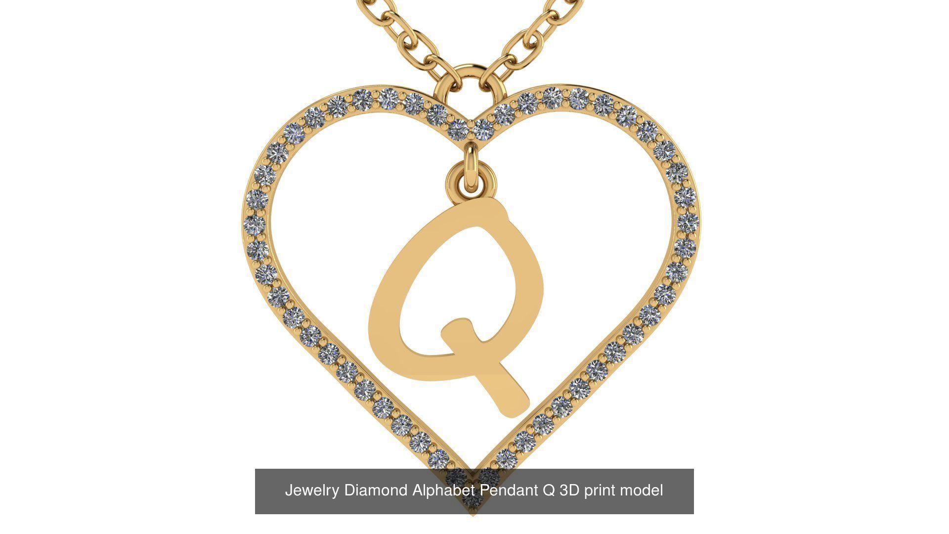 Diamond Heart Pendant Alphabet Collection _43