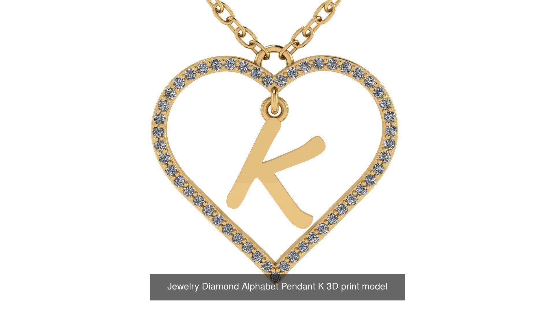 Diamond Heart Pendant Alphabet Collection _38