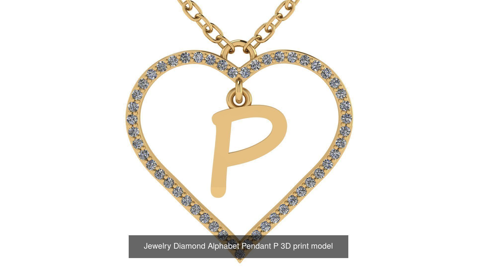 Diamond Heart Pendant Alphabet Collection _42