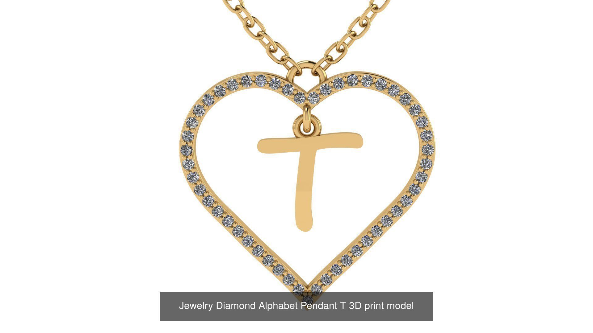 Diamond Heart Pendant Alphabet Collection _46