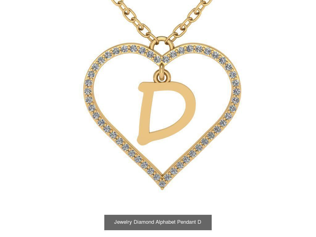 Diamond Heart Pendant Alphabet Collection _31