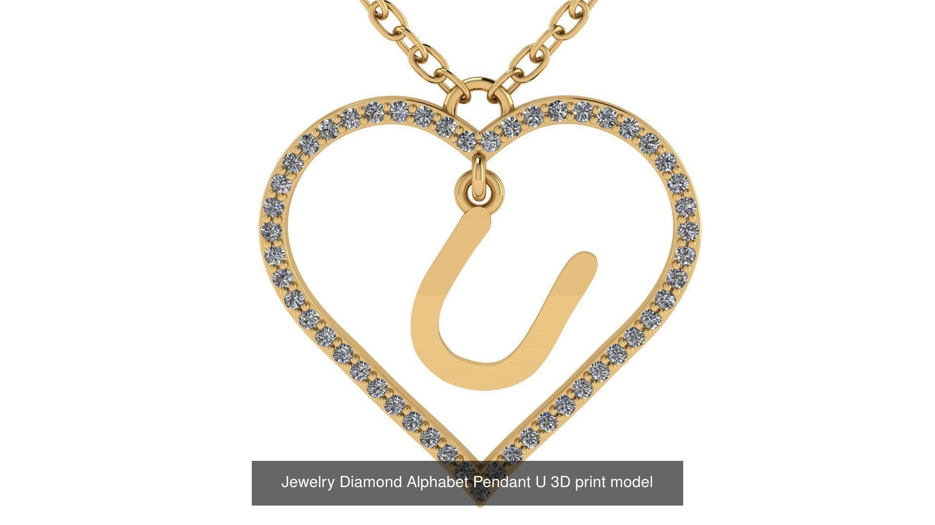 Diamond Heart Pendant Alphabet Collection _47