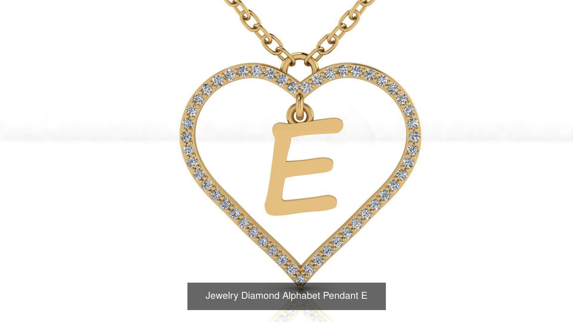 Diamond Heart Pendant Alphabet Collection _32