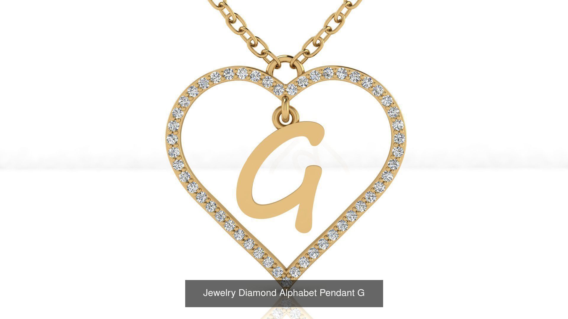 Diamond Heart Pendant Alphabet Collection _34