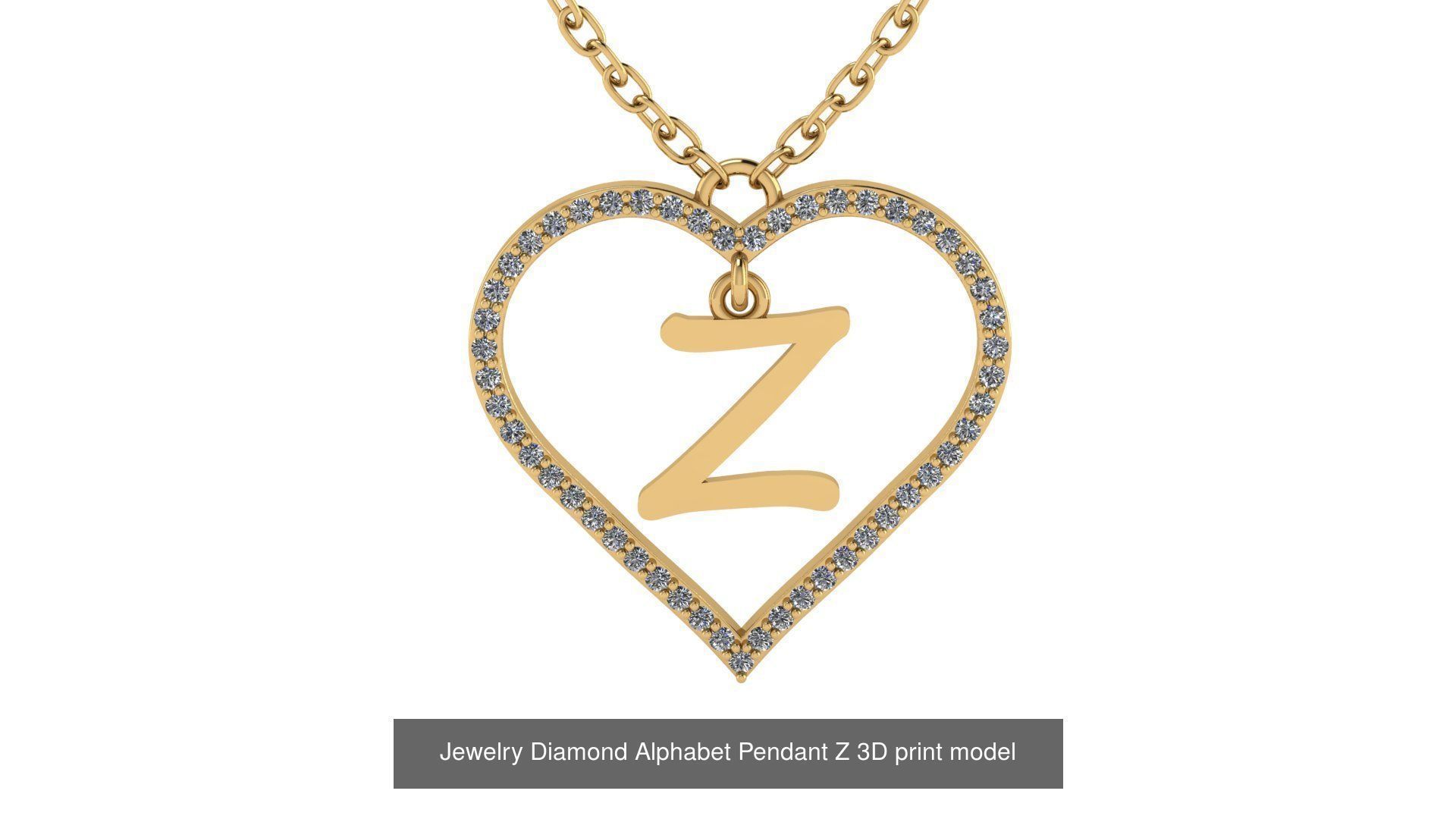 Diamond Heart Pendant Alphabet Collection _52