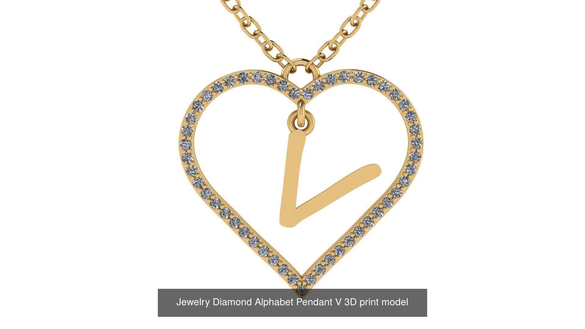 Diamond Heart Pendant Alphabet Collection _48