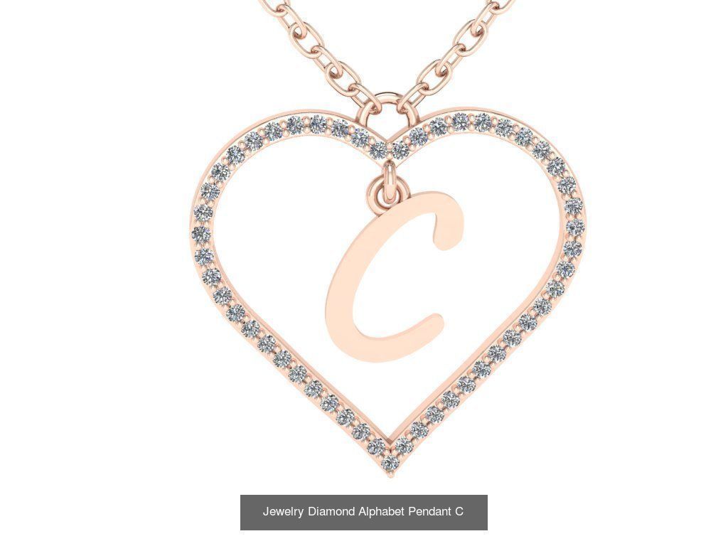 Diamond Heart Pendant Alphabet Collection _30