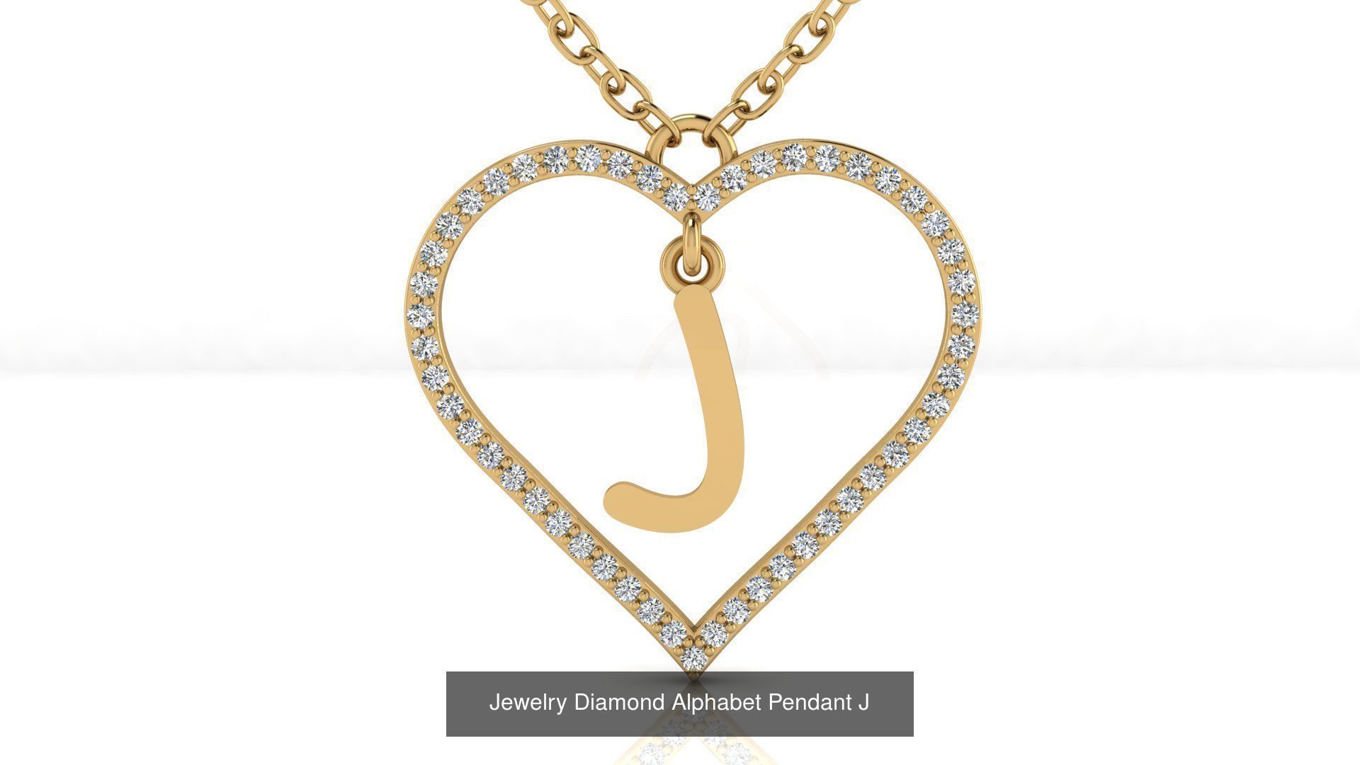 Diamond Heart Pendant Alphabet Collection _37