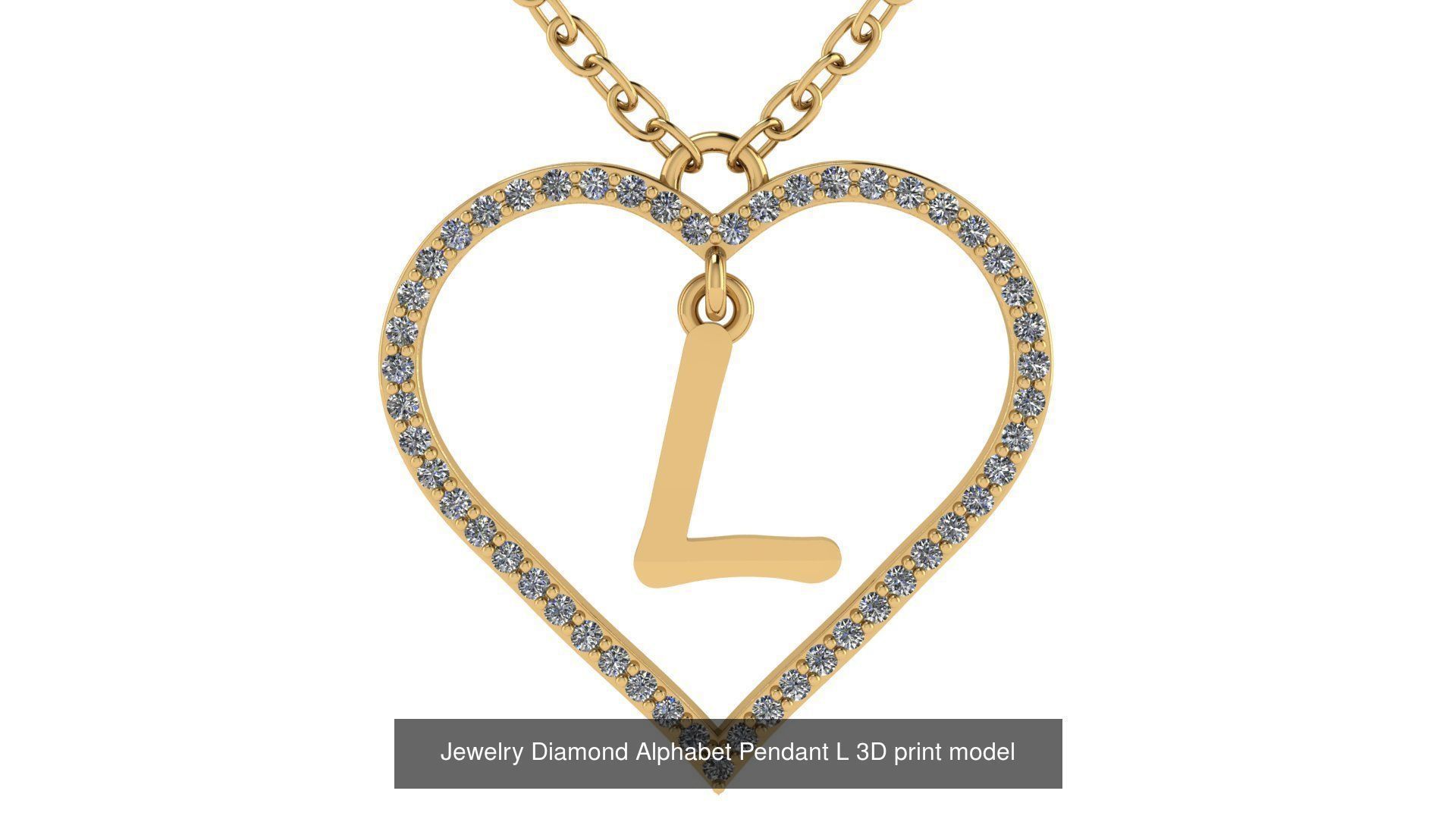 Diamond Heart Pendant Alphabet Collection _39