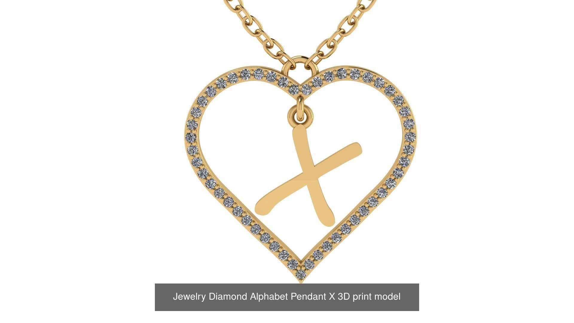 Diamond Heart Pendant Alphabet Collection _50
