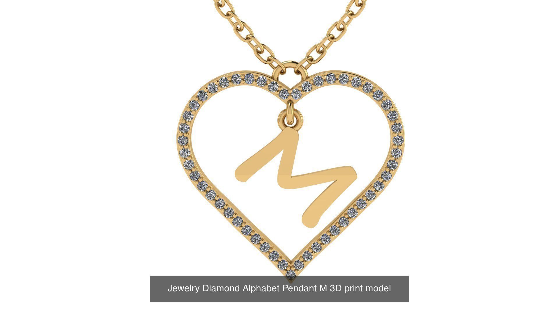 Diamond Heart Pendant Alphabet Collection _40