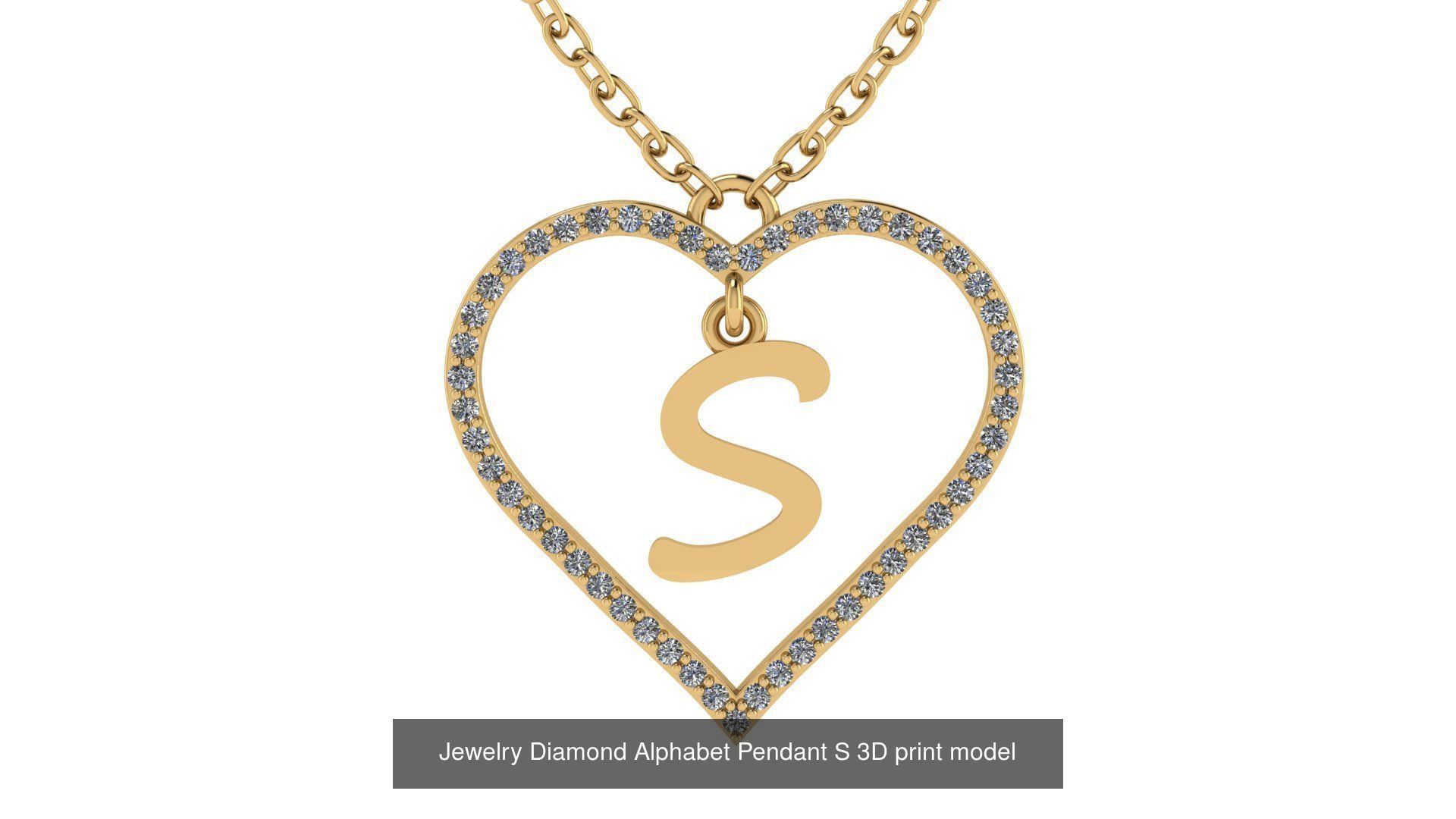 Diamond Heart Pendant Alphabet Collection _45