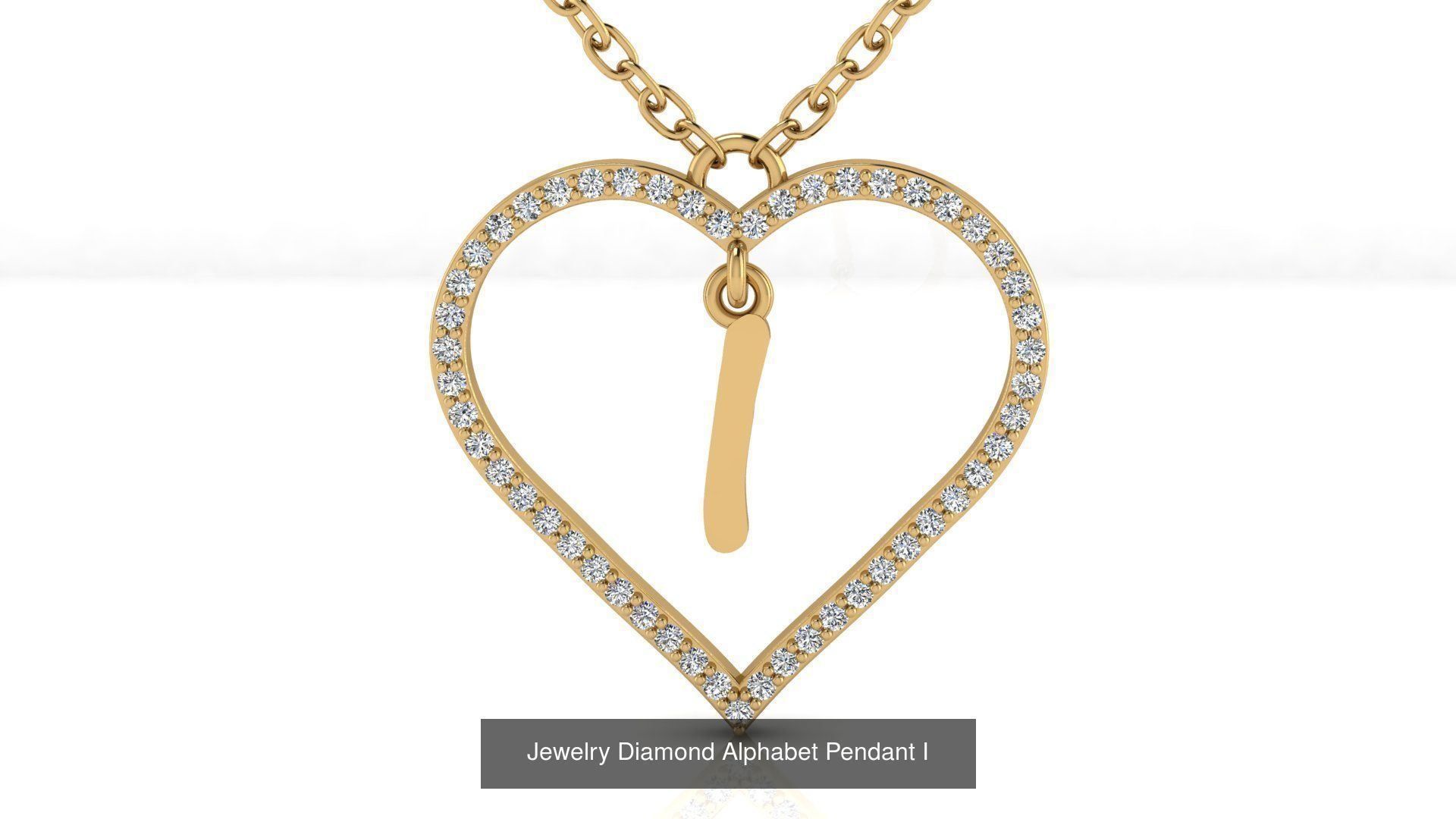 Diamond Heart Pendant Alphabet Collection _36