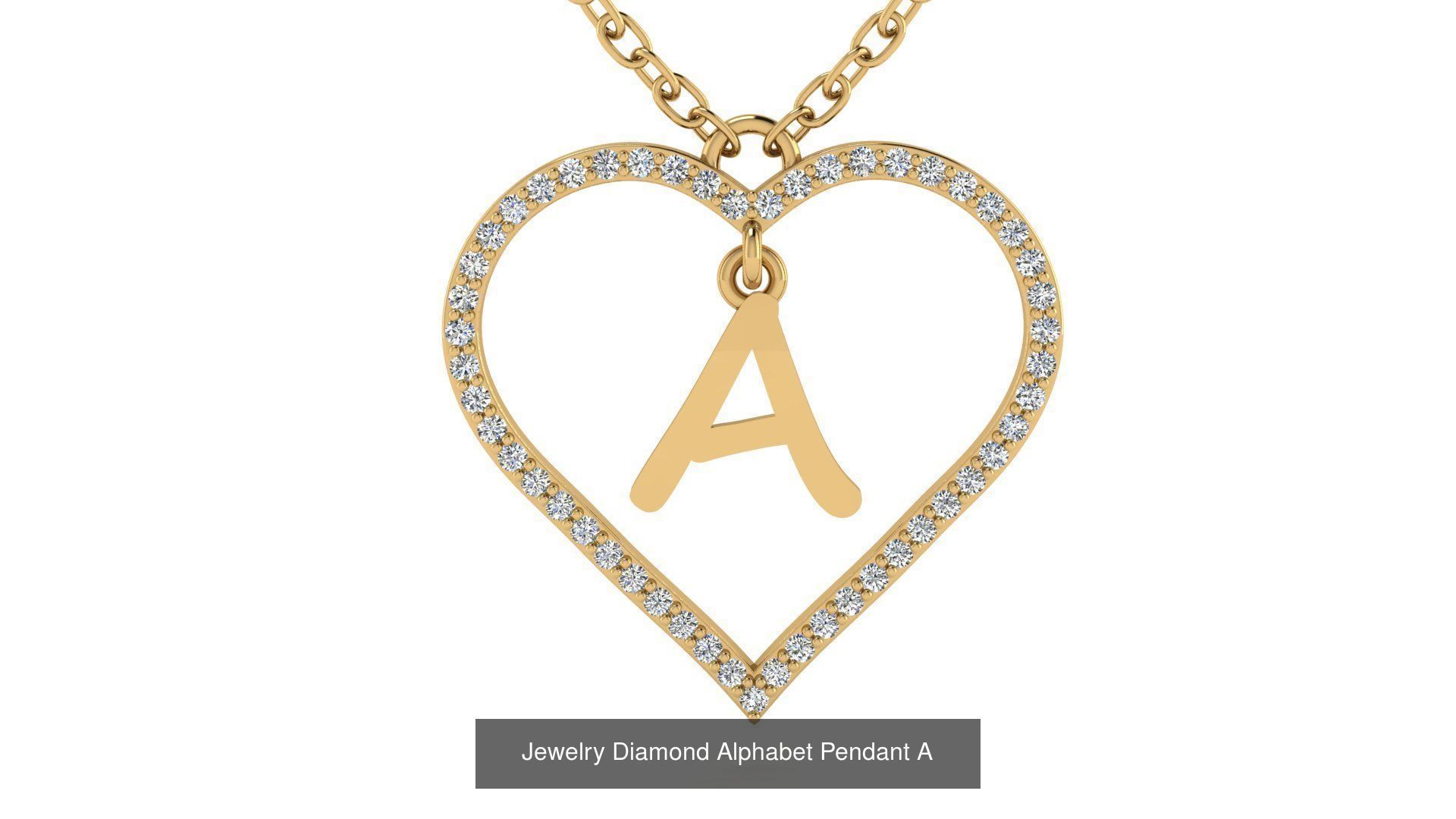 Diamond Heart Pendant Alphabet Collection _28