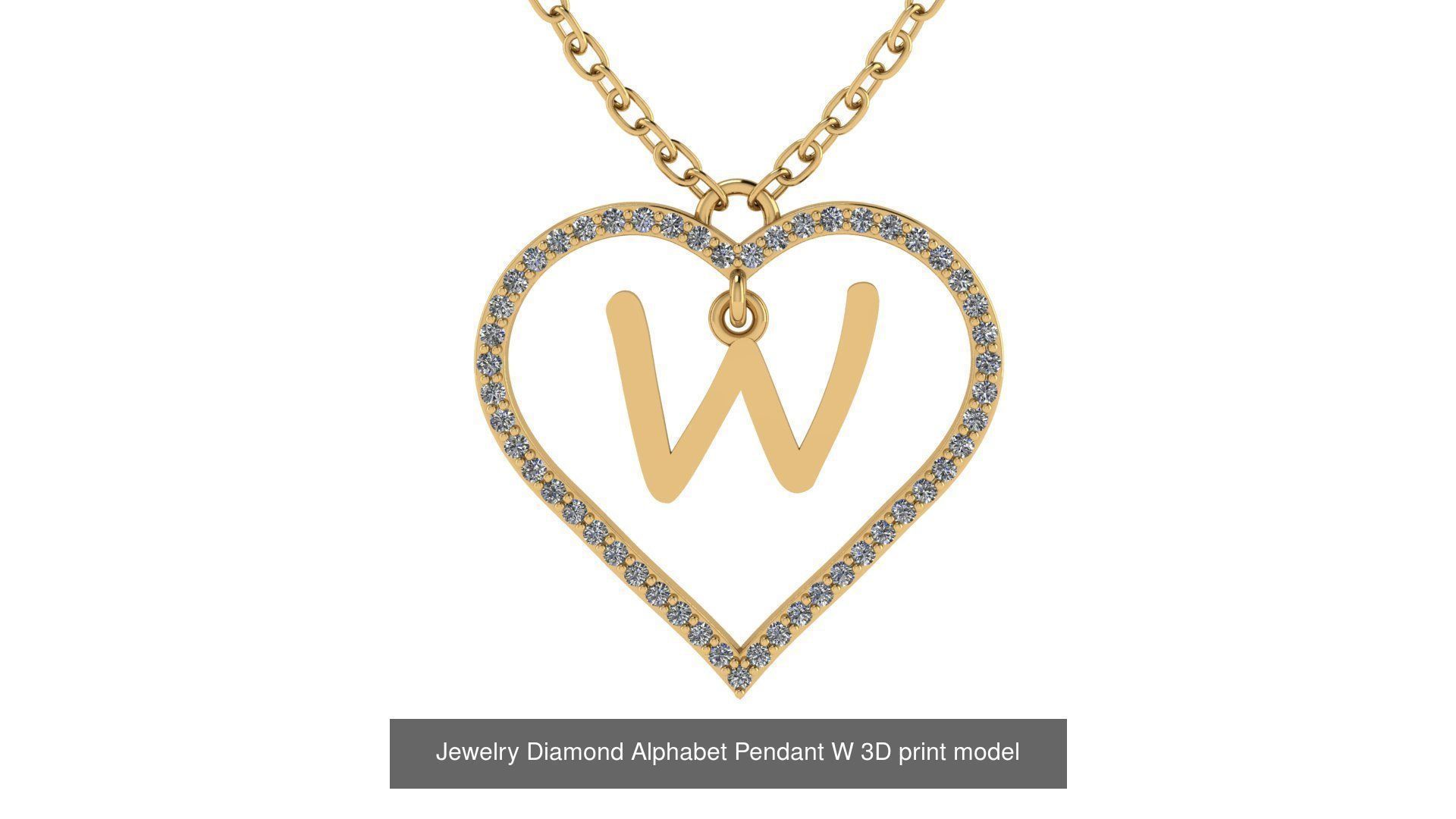 Diamond Heart Pendant Alphabet Collection _49